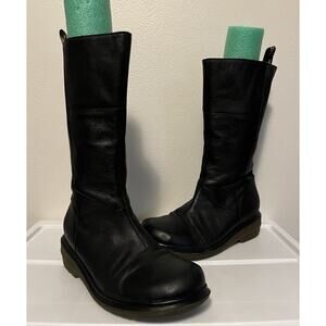 Dr Martens Charla Boots Black Leather Tall Side Zip Up Women’s Size 8